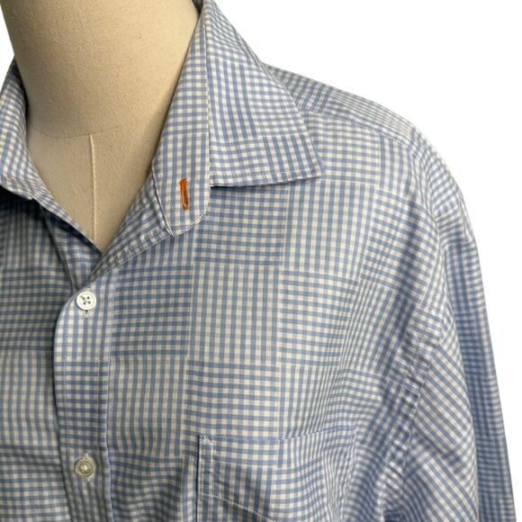 J. McLaughlin men’s patchwork plaid button-down shirt blue white size large L - Picture 2 of 6